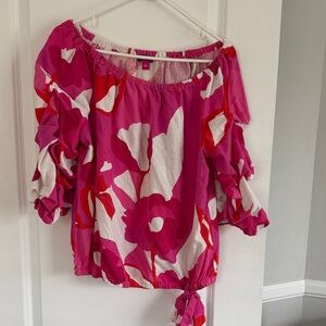 Vince Camuto Pink and Red Floral Blouse